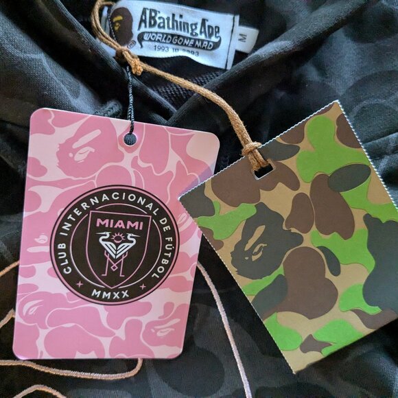 NWT: BAPE (BATHING APE®) X Inter Miami CF Camo Pullover Hoodie Black - Size M - Picture 2 of 10